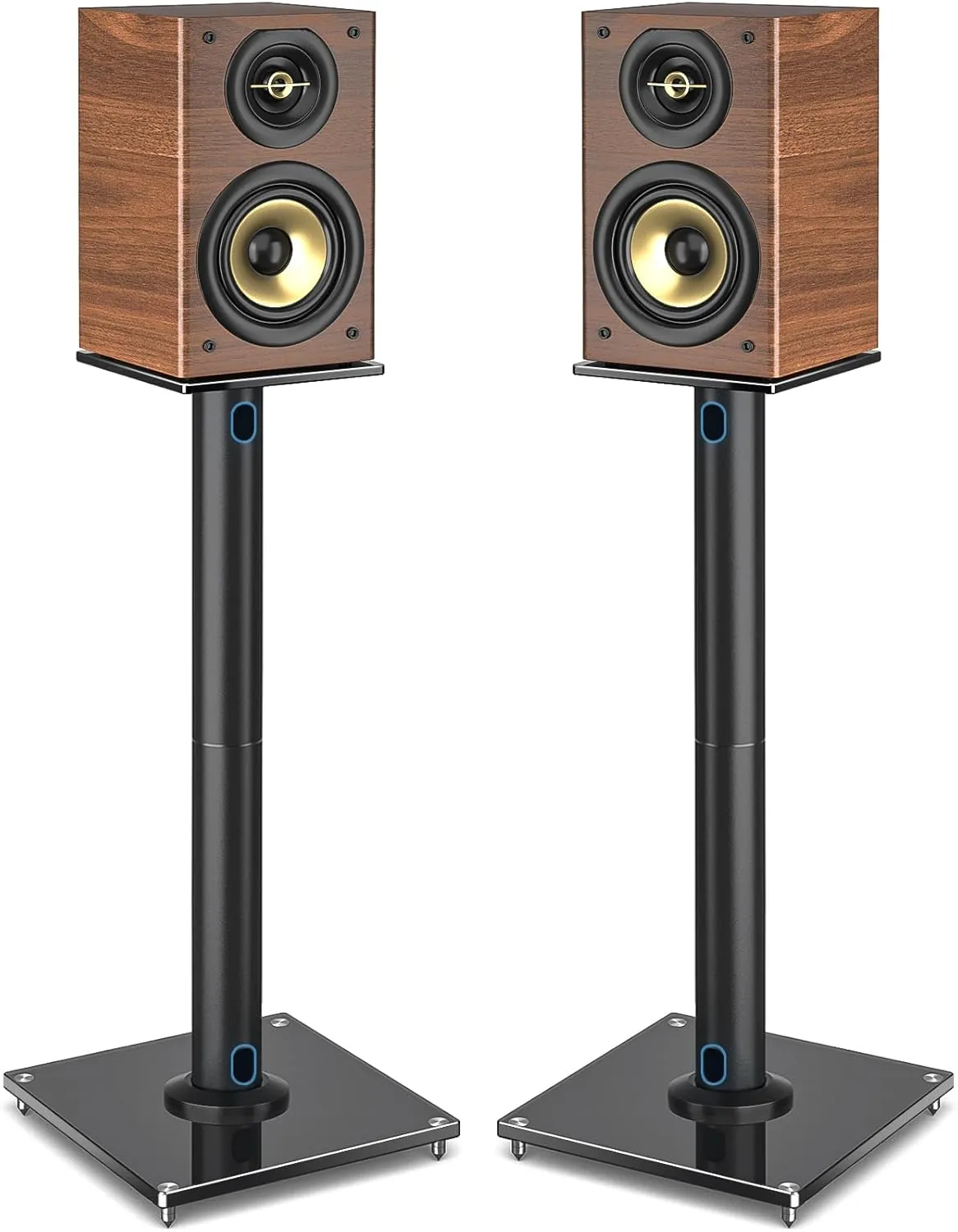 Rfiver Upgraded 45° Swivel Speaker Stands Pair for Surround Sound, Heavy Duty 28 Inch Bookshelf Speaker Stand Each Holds 22lbs Large Speaker, Floor Speaker Stand Built-in Cable Management, 1 Pair