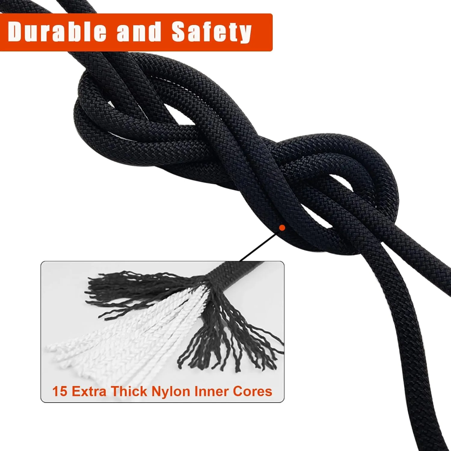 Ritafc Climbe Static Rope UIAA Rappelling Rope 11mm 200FT Static Line Nylon Kern Mantle Rope for Mountain Tree Climbe, Hauling, Rescue Equipment