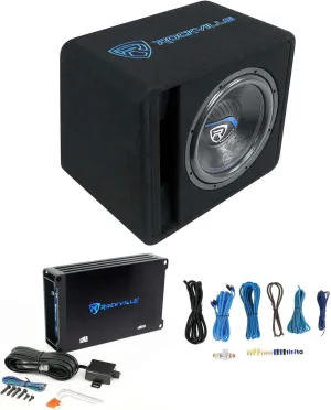 Rockville SK512 Package 1400W 12" Loaded K5 Car Subwoofer Enclosure with DB11 Amp, 4-Ohm, Deep Bass, Durable MDF Build, Easy Install, Perfect for Car Audio Enthusiasts