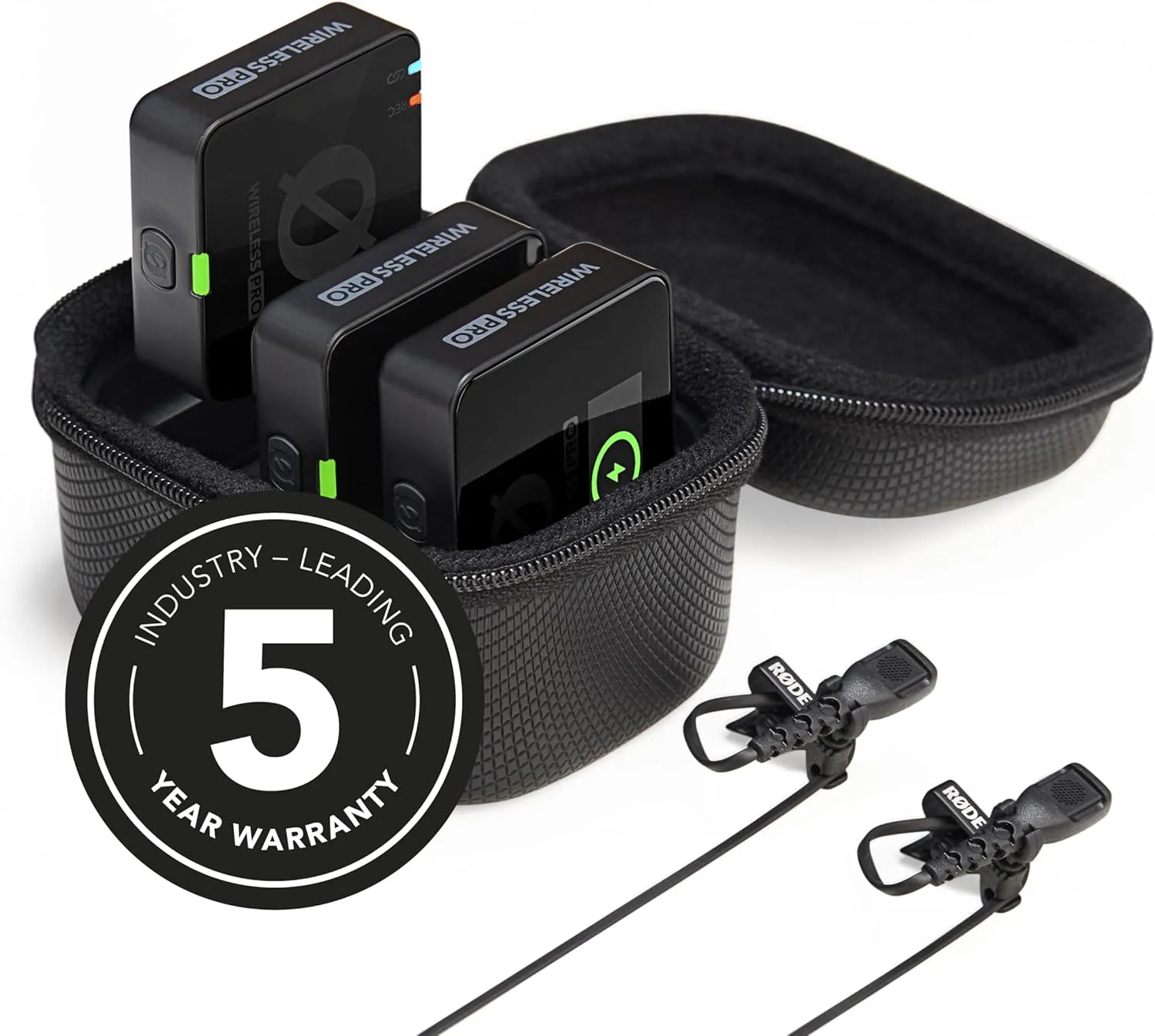 RODE Wireless PRO Compact Wireless Microphone System with Timecode, 32-bit Float On-board Recording, 2 Lavalier Microphones and Smart Charge Case for Filmmaking and Content Creation