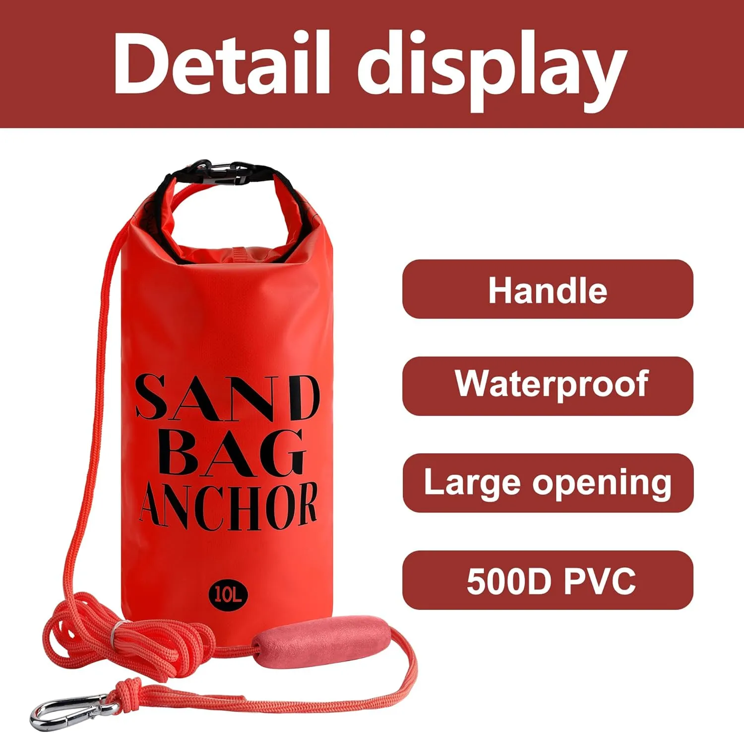 RunNico 500D Sand Anchor for Small Boats,2 in 1 PWC Jet Ski Anchor Kit with Adjustable Buoy,Waterproof Dry Bag for Jet Ski, Kayak, Boat, Watercraft and Canoe