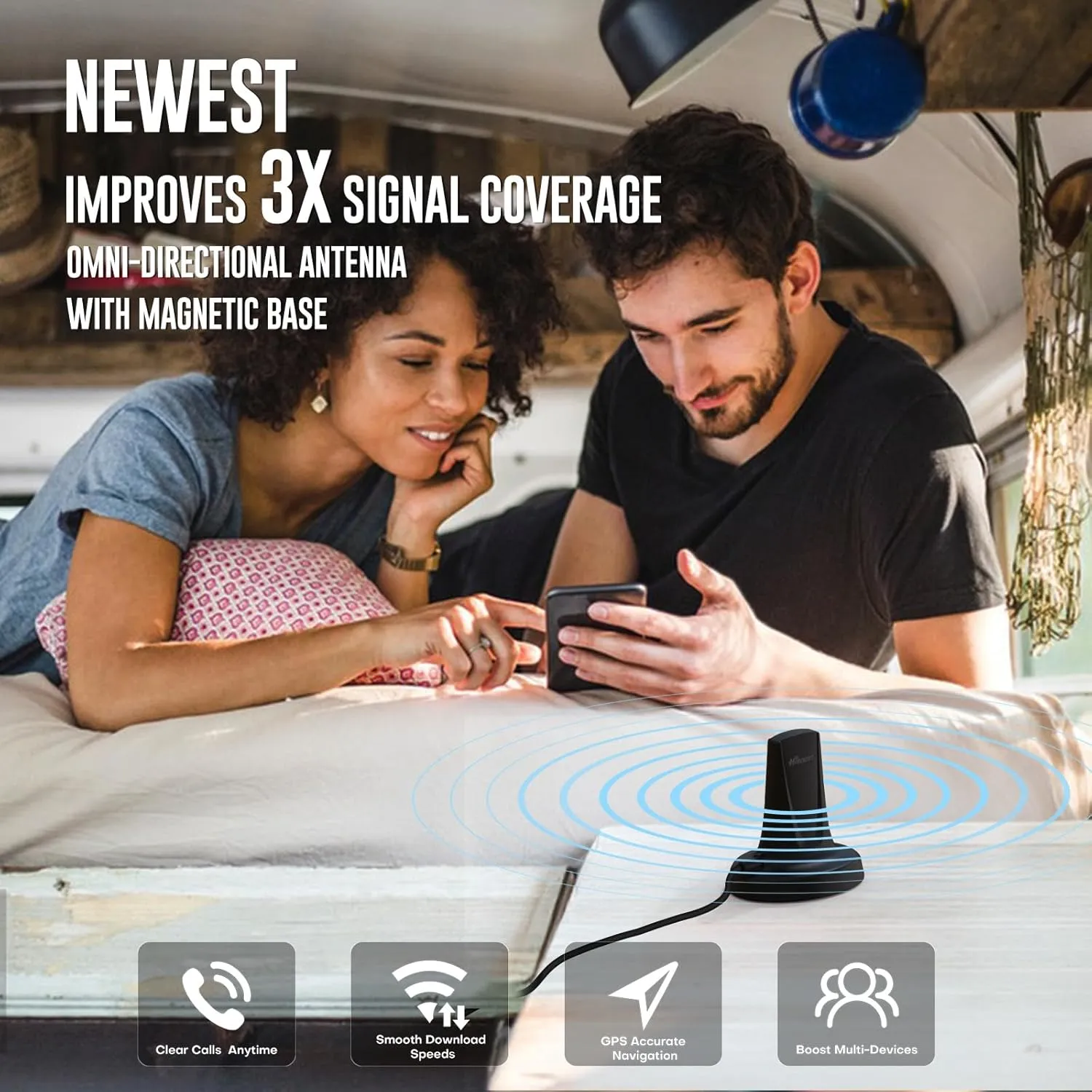 RV Cell Phone Signal Booster| Travel 3.0 RV Max |2025 New Version|Folding Antenna Bracket |Camper Mobile Cellular Booster |Boost 4G 5G LTE| All U.S.Carriers Verizon,AT&T,T-Mobile FCC Approved