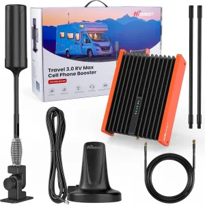 RV Cell Phone Signal Booster| Travel 3.0 RV Max |2025 New Version|Folding Antenna Bracket |Camper Mobile Cellular Booster |Boost 4G 5G LTE| All U.S.Carriers Verizon,AT&T,T-Mobile FCC Approved
