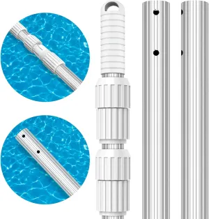 S-Union Thickened Telescopic 16.5 Feet Pool Pole, Upgraded Heavy Duty Aluminum Swimming Pool Cleaning Pole, Adjustable Length 6.5 to 16.5 Feet, Universal Pole for Skimmer Net Rake Brush Vacuum Head