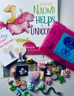 Say and Play Story Kit for Naomi Helps a Unicorn Mini Objects Speech Therapy Trinkets for the Book Reading Gift