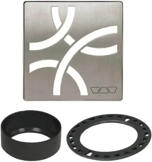 Schluter Kerdi-Drain Grate Kit with Integrated Slope Bonding Flange - Ideal for Bathroom or Wet Rooms - 4" Brushed Nickel Curve, Adjustable - KDIF4GRKEBTD6