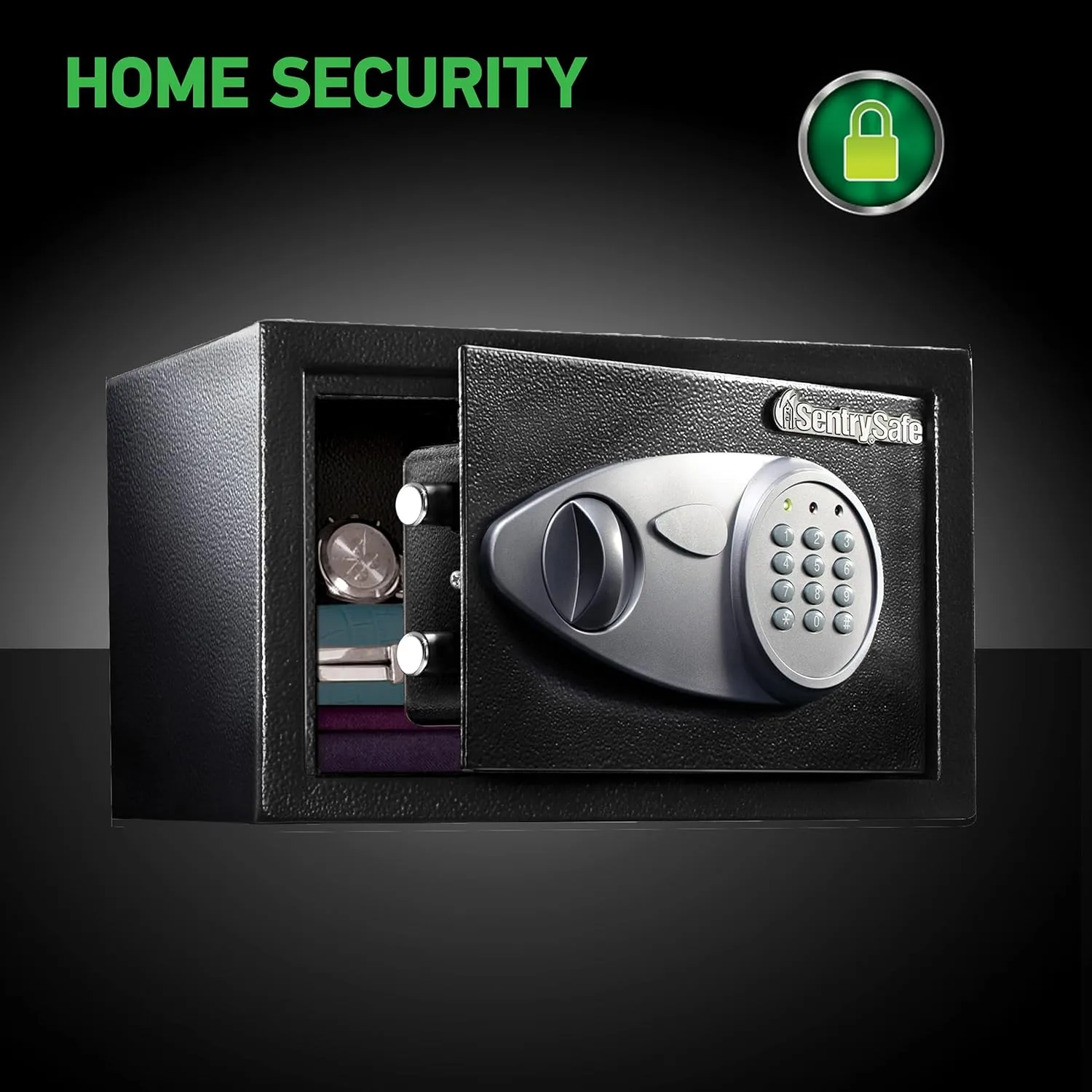 SentrySafe Safe with Digital Keypad Lock, Steel Safe with Interior Lining and Bolt Down Kit for Money, Guns, Electronics, 0.58 Cubic Feet, 8.7 x 13.8 x 9.7 Inches, X055