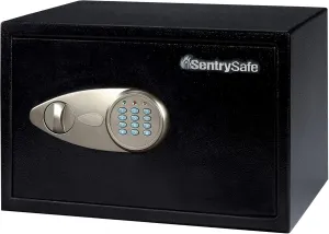 SentrySafe Safe with Digital Keypad Lock, Steel Safe with Interior Lining and Bolt Down Kit for Money, Guns, Electronics, 0.58 Cubic Feet, 8.7 x 13.8 x 9.7 Inches, X055