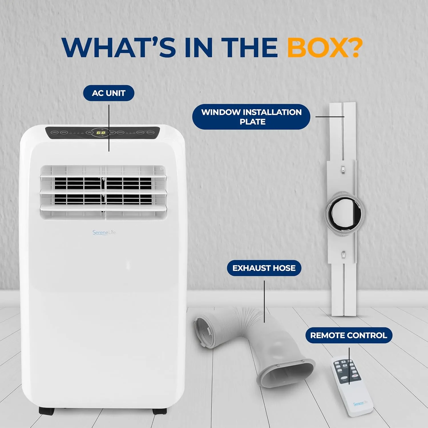 SereneLife Small Air Conditioner Portable 12,000 BTU with Built-in Dehumidifier   Heat - Portable AC unit for rooms up to 550 sq ft - Remote Control, Window Mount Exhaust Kit