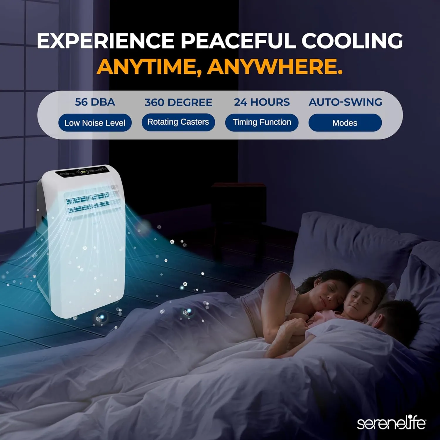 SereneLife Small Air Conditioner Portable 12,000 BTU with Built-in Dehumidifier   Heat - Portable AC unit for rooms up to 550 sq ft - Remote Control, Window Mount Exhaust Kit