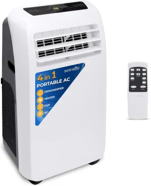 SereneLife Small Air Conditioner Portable 12,000 BTU with Built-in Dehumidifier   Heat - Portable AC unit for rooms up to 550 sq ft - Remote Control, Window Mount Exhaust Kit