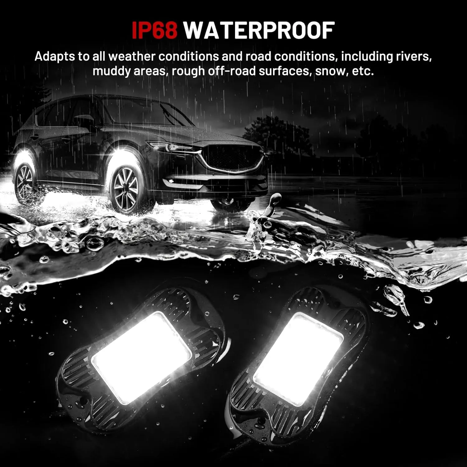 SHINIGHT 16 Pods White Rock Lights for Trucks/UTV/ATV - 36 LEDs 6500K Super Bright Waterproof Underglow Kit with Connectors&Switch&Extension Wires (16 Pods)