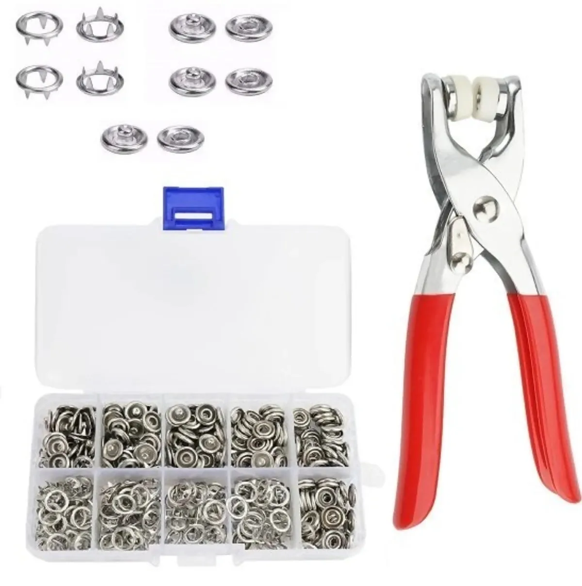 Silver Button Thickened Snap Fasteners Kit with Pliers