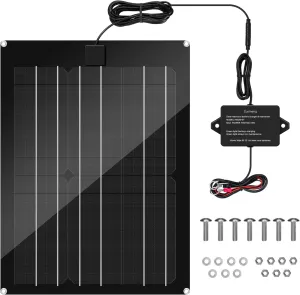 Solar Battery Charger Maintainer, Zuomeng 15W Solar Panel Kit for Dump Trailer Built-in Maintenance Pulse & Intelligent MPPT Charge Controller, Waterproof, Suitable for 12V Lead-Acid Battery