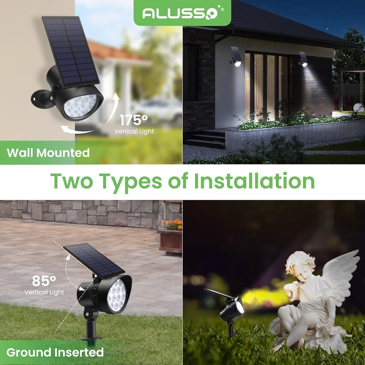 Solar Landscape Spotlights 3CCT, Dimmable Solar Spot Lights Outdoor, 30° Beam Angle Solar Powered Lights Dusk to Dawn, IP65 Waterproof Flag Pole Solar Light for Yard Pathway Garage Patio,4 Pack