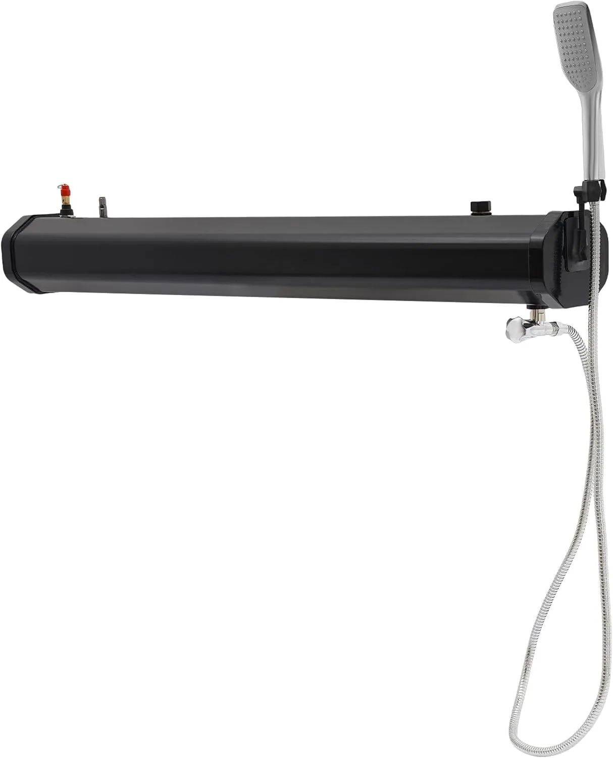 Solar-Powered Roof-Mounted Camping Shower - 4.76 Gallon Portable Water Tank w/ 1.6Bar Pressure Shower Head for Outdoor Cleaning, Surfing, RV, Off-Road & Camping - Black