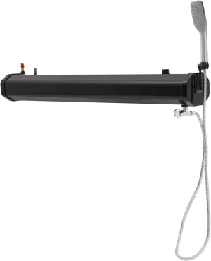 Solar-Powered Roof-Mounted Camping Shower - 4.76 Gallon Portable Water Tank w/ 1.6Bar Pressure Shower Head for Outdoor Cleaning, Surfing, RV, Off-Road & Camping - Black