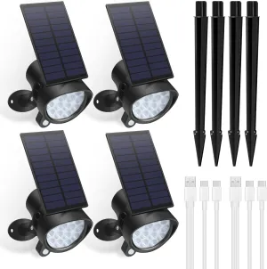 Solar Spot Lights Outdoor Motion Sensor, 3CCT Dimmable Solar Landscape Spotlights, Always On Flag Pole Light, IP65 Waterproof Landscape Lighting for Outside Yard Pathway Garden, 4 Pack