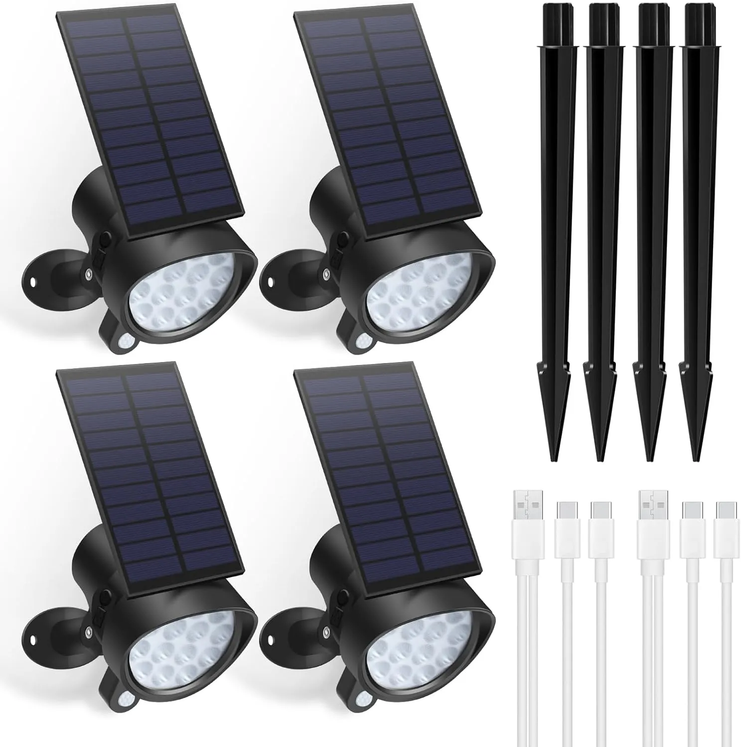 Solar Spot Lights Outdoor Motion Sensor, 3CCT Dimmable Solar Landscape Spotlights, Always On Flag Pole Light, IP65 Waterproof Landscape Lighting for Outside Yard Pathway Garden, 4 Pack