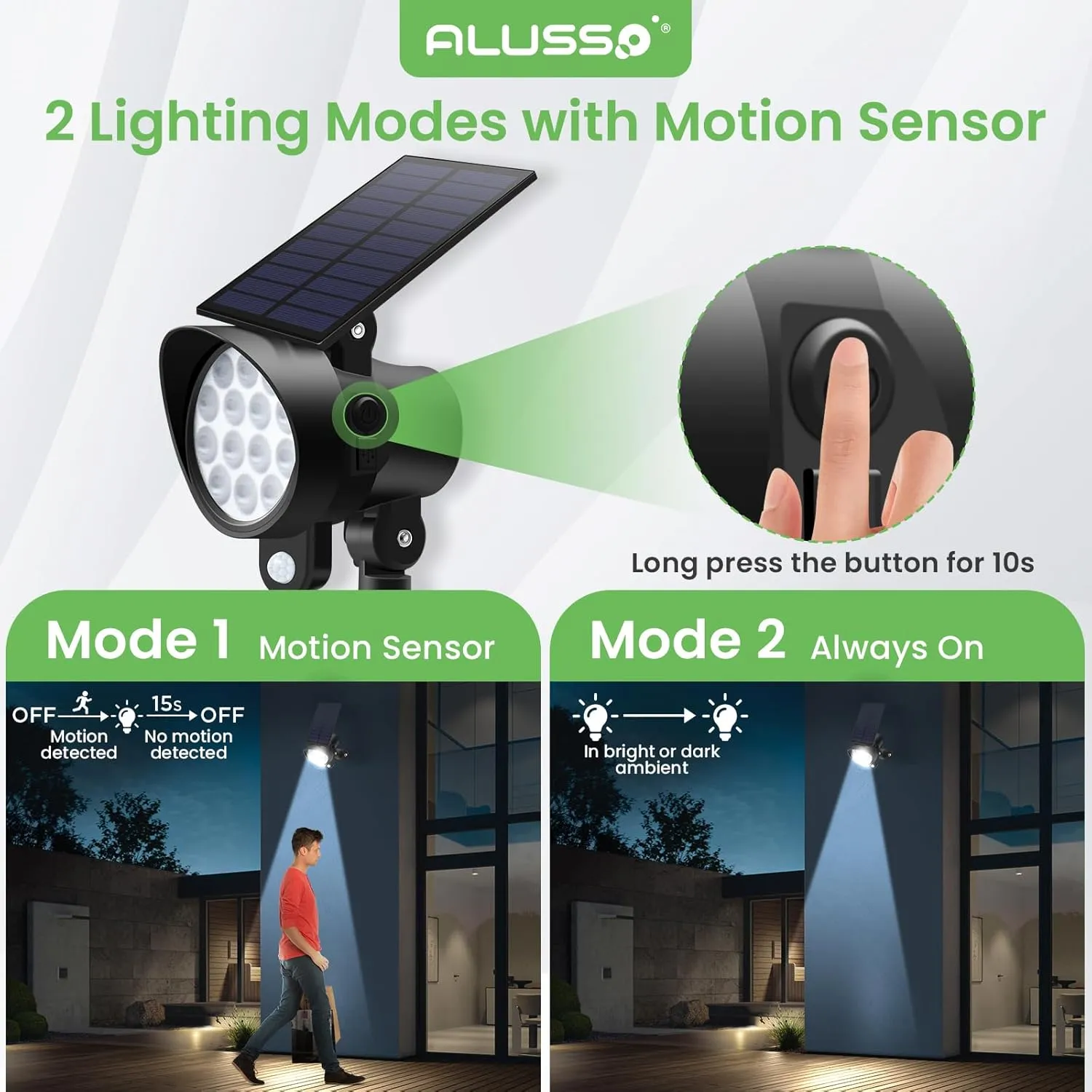 Solar Spot Lights Outdoor Motion Sensor, 3CCT Dimmable Solar Landscape Spotlights, Always On Flag Pole Light, IP65 Waterproof Landscape Lighting for Outside Yard Pathway Garden, 4 Pack