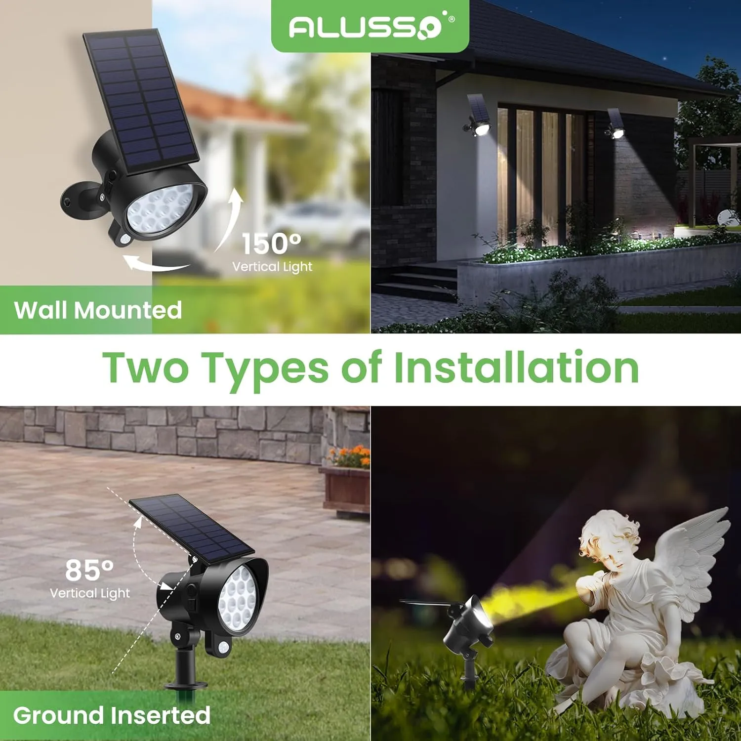Solar Spot Lights Outdoor Motion Sensor, 3CCT Dimmable Solar Landscape Spotlights, Always On Flag Pole Light, IP65 Waterproof Landscape Lighting for Outside Yard Pathway Garden, 4 Pack