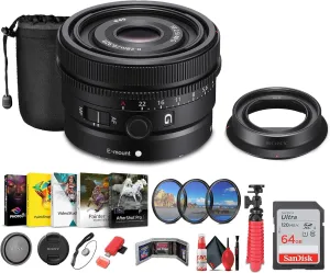 Sony FE 40mm f/2.5 G Full Frame Ultra Compact Lens (SEL40F25G)   Sling Backpack   Photography Software   64GB Memory Card   Lens Filter Kit   Tripod   Cleaning Kit   Hand Strap   More(Renewed)