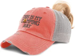 Speedy Pros Womens Ponytail Cap This My Camping Hat Embroidery Distressed Trucker Hats