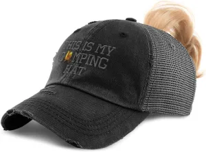 Speedy Pros Womens Ponytail Cap This My Camping Hat Embroidery Distressed Trucker Hats