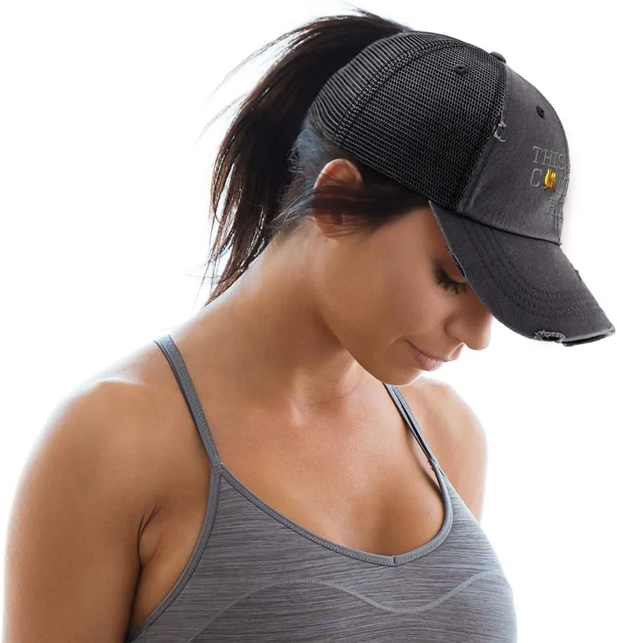 Speedy Pros Womens Ponytail Cap This My Camping Hat Embroidery Distressed Trucker Hats