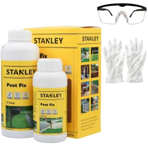 Stanley Fence Post Mix 1x(Component A) 12,7 fl oz and (Component B) 10,1 fl oz, Concrete Alternative Expanding Foam for Fence Post and Fast Setting Easy Installation, 2 Bottle 1 Pack