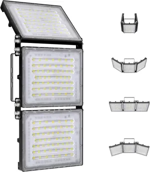 STASUN 600W LED Flood Light, Mini Series Stadium Light, 60000LM 6000K Daylight White, IP66 Waterproof, 3 Adjustable Panels, Outdoor Sports Lighting for Basketball Court, Parking Lot, Baseball Field