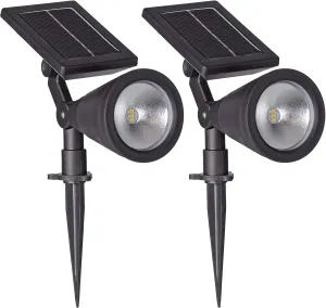 Sterno Home GL40460 Outdoor Solar LED Black Light Kit, Ground or Wall Mountable, Landscape Waterproof Security Lighting with Adjustable Spotlight for Patio, Porch, Deck, Garden, Pool - 2 Pack