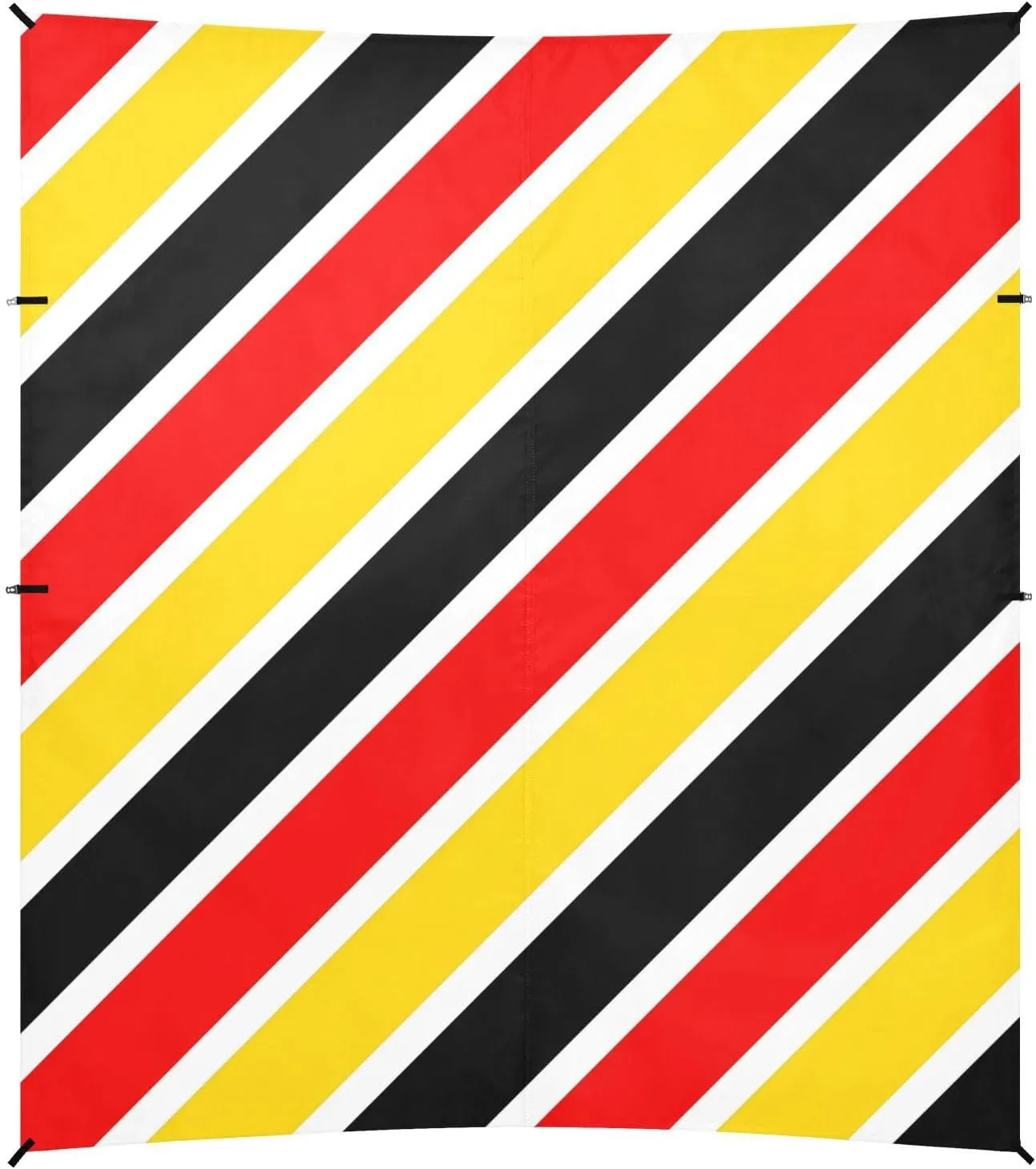 Stripe Black Red Yellow Aesthetics Foldable Beach Canopy UPF50 Waterproof Sun Shelter with Sturdy Poles, Sandbags and Shovel for Backyard, Grassland, Park