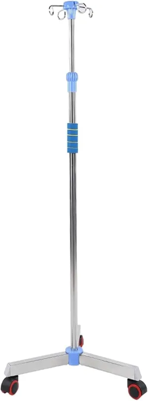 Sturdy Iv Stand Adjust Height Iv Poles Lift Rolling Iv Bag Holder with 3 Wheels and 4 Hooks Iv Pole for Various Environments