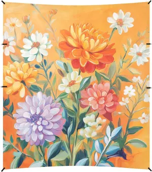 Summer Flowers Bouquet Orange Beach Cabana Tent UPF50  Protection Waterproof Shade Sun Shelter Includes Sand Shovel, Sandbags, Stability Poles for Camping, Picnics, Backyard & Fishing