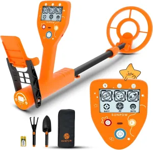 SUNPOW Metal Detector for Kids - Lightweight Waterproof Beach Kids Metal Detector Kit - with Cartoon LCD Display, 3 Modes, Adjustable - Easy to Carry and Operate - Gift for Boys & Girls Ages 8-12