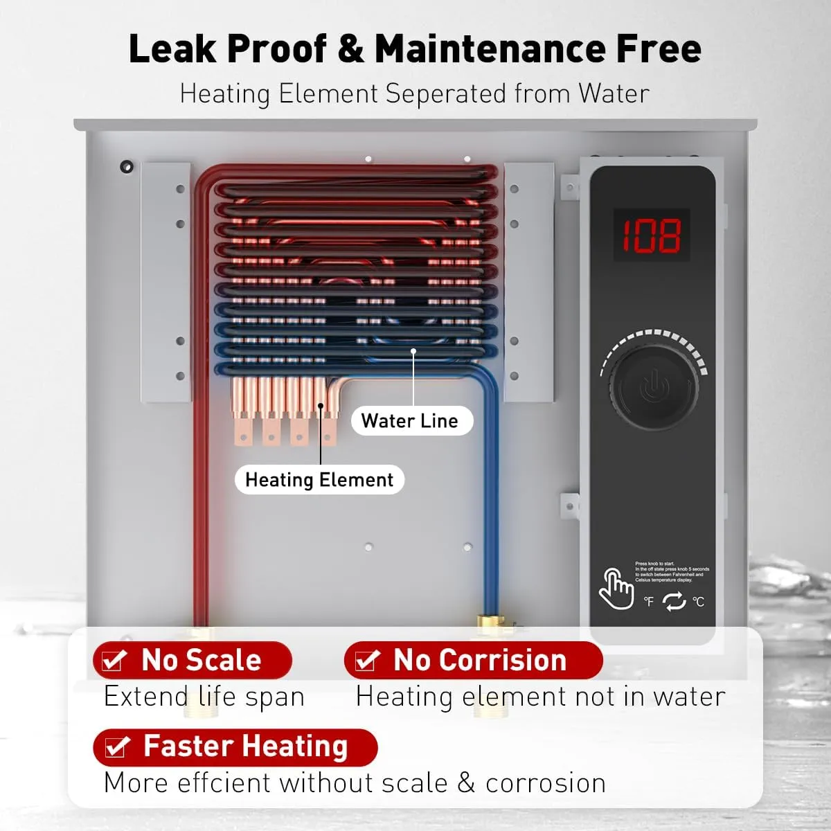 Tankless Water Heater Electric, ThermoMate 14kW at 240 Volt, On Demand Instant Hot Water Heater for Shower, Self-Modulating Save Energy, Save Space, 2.66GPM at 35°F Rise ET140