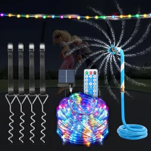 Tatub Trampoline Accessories Kit, Fits 8-16FT Trampoline Sprinkler/50FT Lights/Stakes, Heavy Duty Anchor Kit, Net Friendly Sprinkler, Outdoor Waterproof Lights, 3 in 1