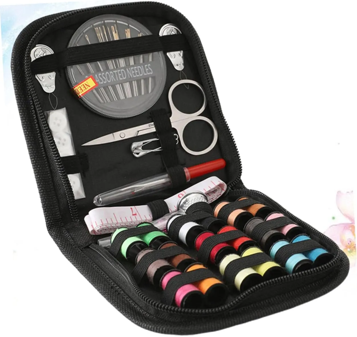 TEHAUX 3 Sets 71pcs Sewing Needle Thread Storage Compact Bag for Travel Durable Material Easy Cleaning Sealed for Dryness Fashion