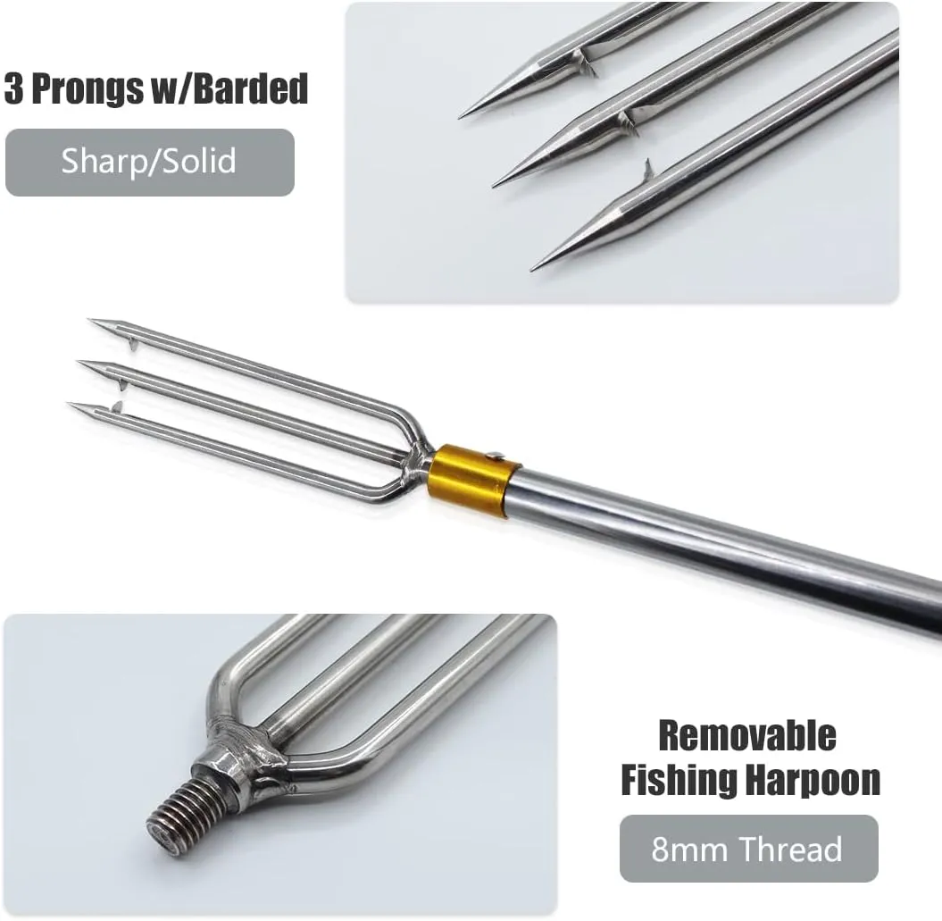 Telescopic Fish Gaff with 1~5 Teeth Assorted harpoons Barbed, Sea and Ice Fishing Spear Gig for Hunting Fish Frog Mole