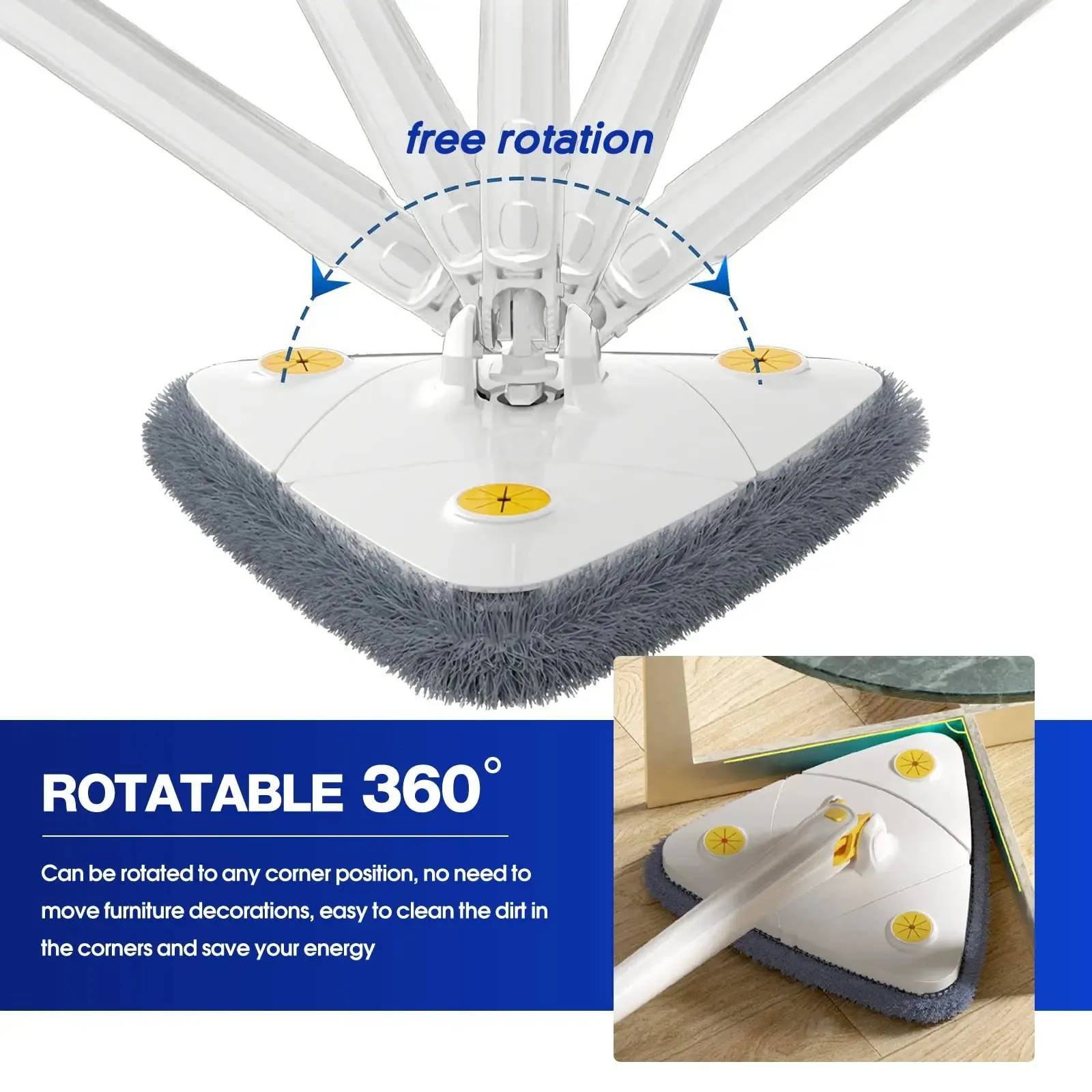 Telescopic Triangle Spin Mop Wet Dry Use