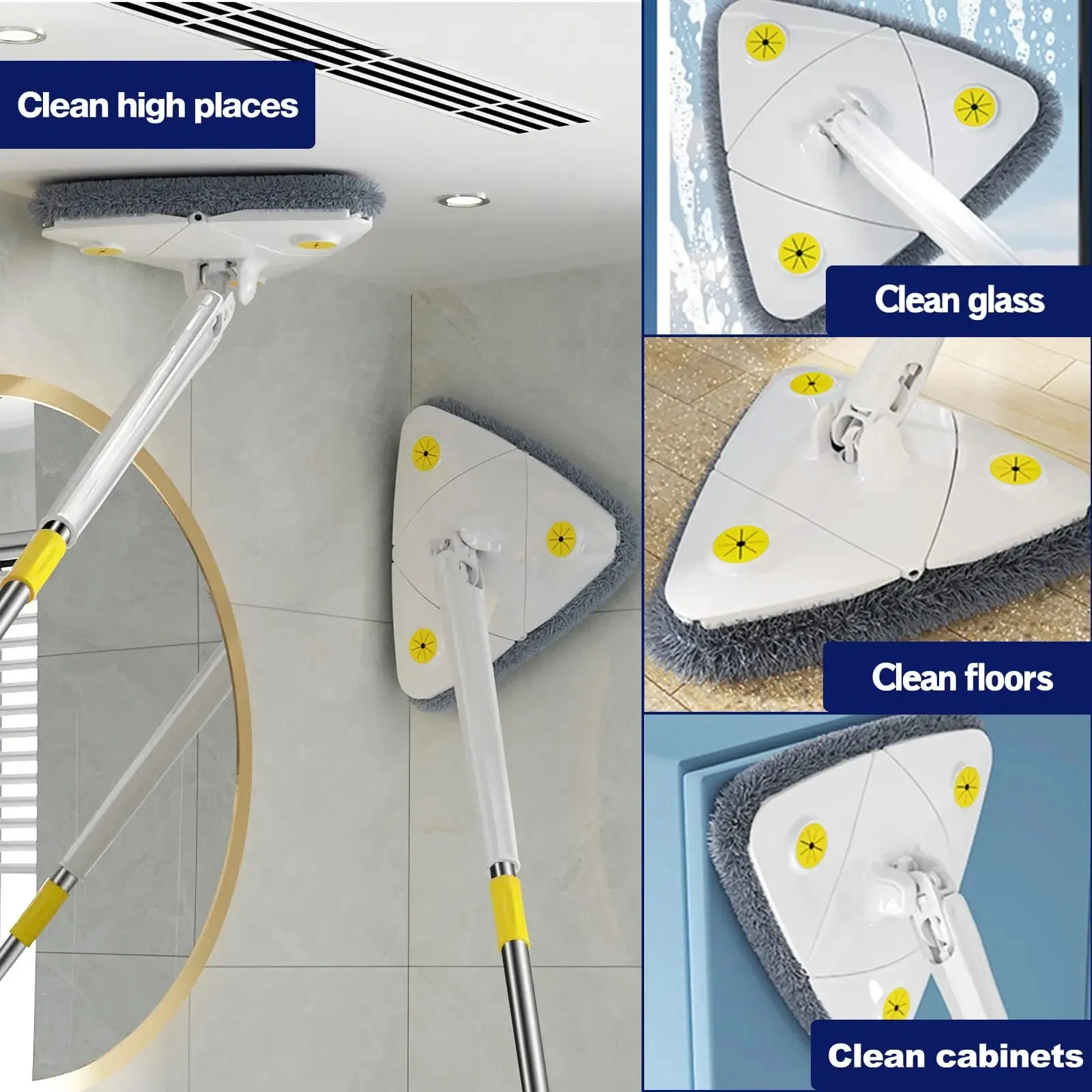 Telescopic Triangle Spin Mop Wet Dry Use
