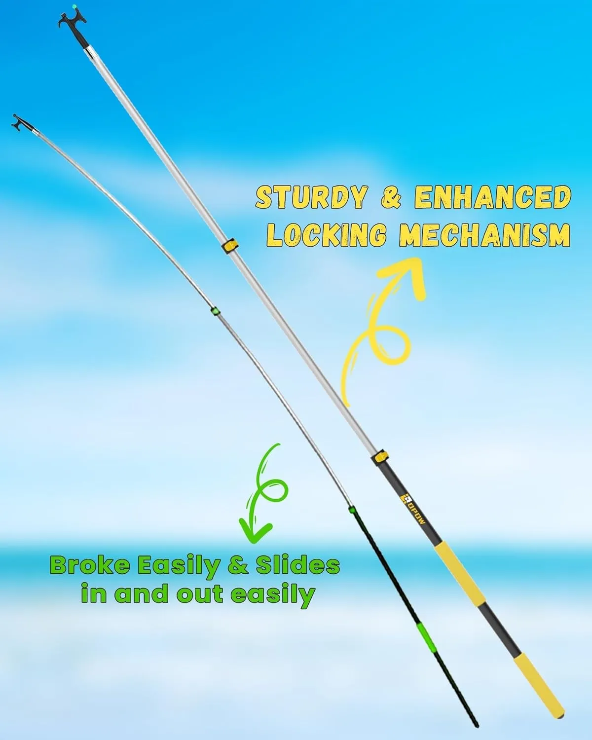 Telescoping Boat Hook Pole, 2 Pc Pole Hooks Sturdy Lightweight Floating Corrosion-Resistant Scratch-Resistant Aluminum Telescopic Extension Threaded Rod for Docking Push-Pull Boating Accessories