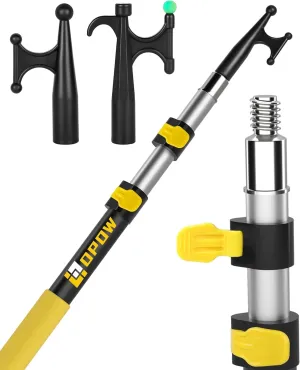 Telescoping Boat Hook Pole, 2 Pc Pole Hooks Sturdy Lightweight Floating Corrosion-Resistant Scratch-Resistant Aluminum Telescopic Extension Threaded Rod for Docking Push-Pull Boating Accessories