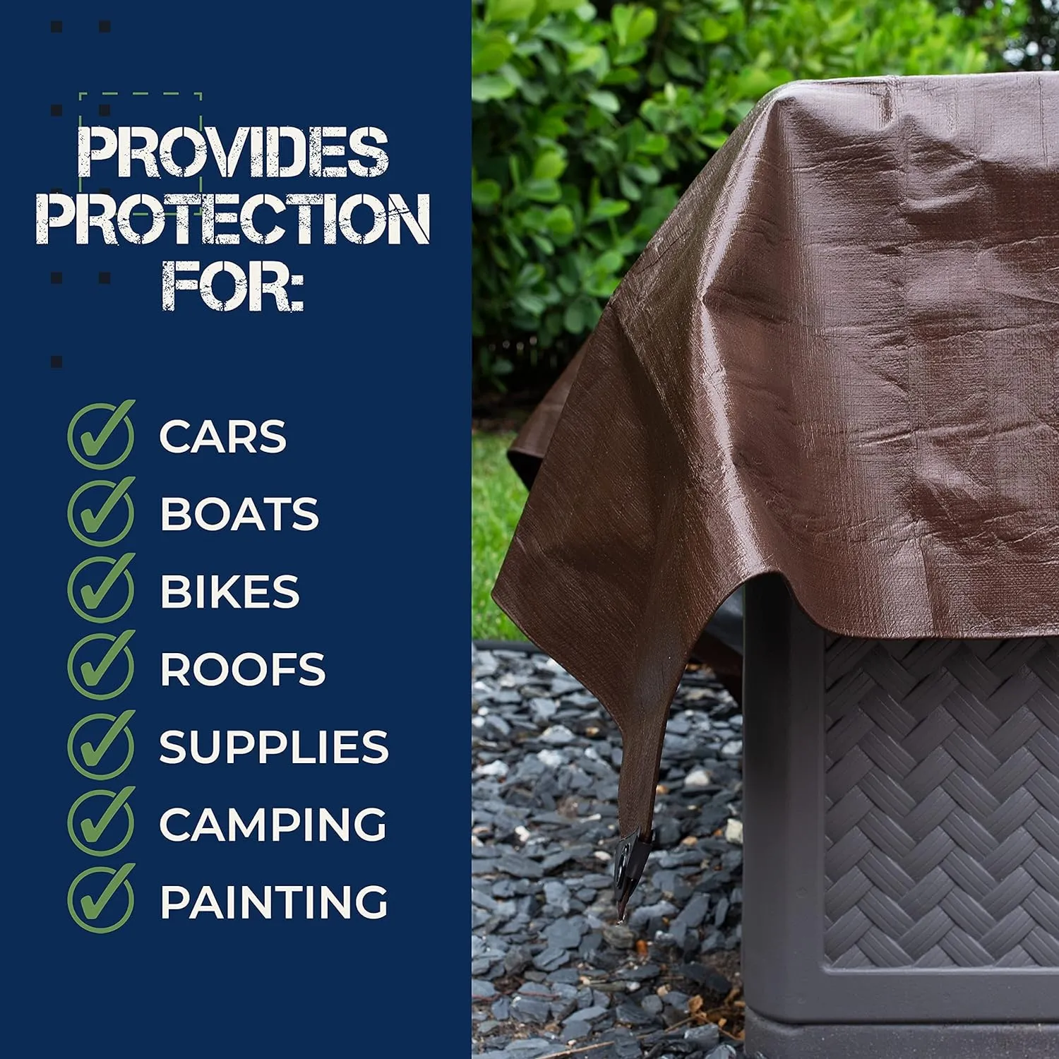 Tent Footprints Tarp Cover Brown/Silver Heavy Duty Thick Material Water Proof Tear Proof UV Resistant Reinforced Edges for Camping Boat Tent RV or Pool Cover 10x20
