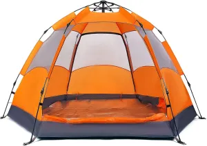 Tent Outdoor Rain Shelter,Pop Up Tent for 3 to 4 Person Automatic Opening Tent Hexagonal,Protected Family Camping Tents,for Camping Backpacking Hiking Beach Outdoor