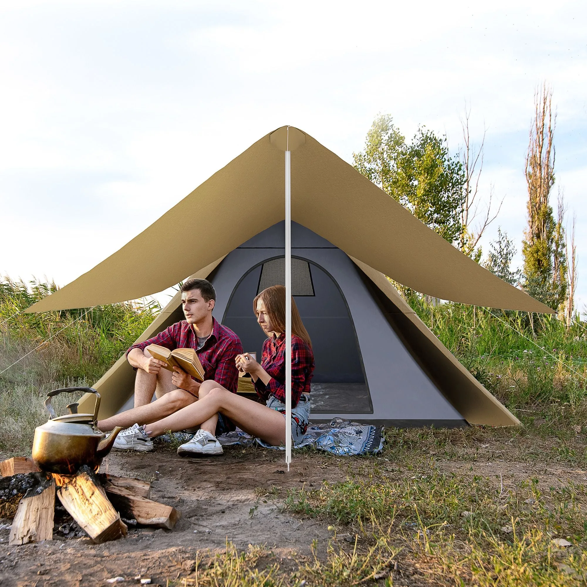 Timberline Tipi Tent – 2-3 Person Quick-Pitch Shelter with Extended Canopy