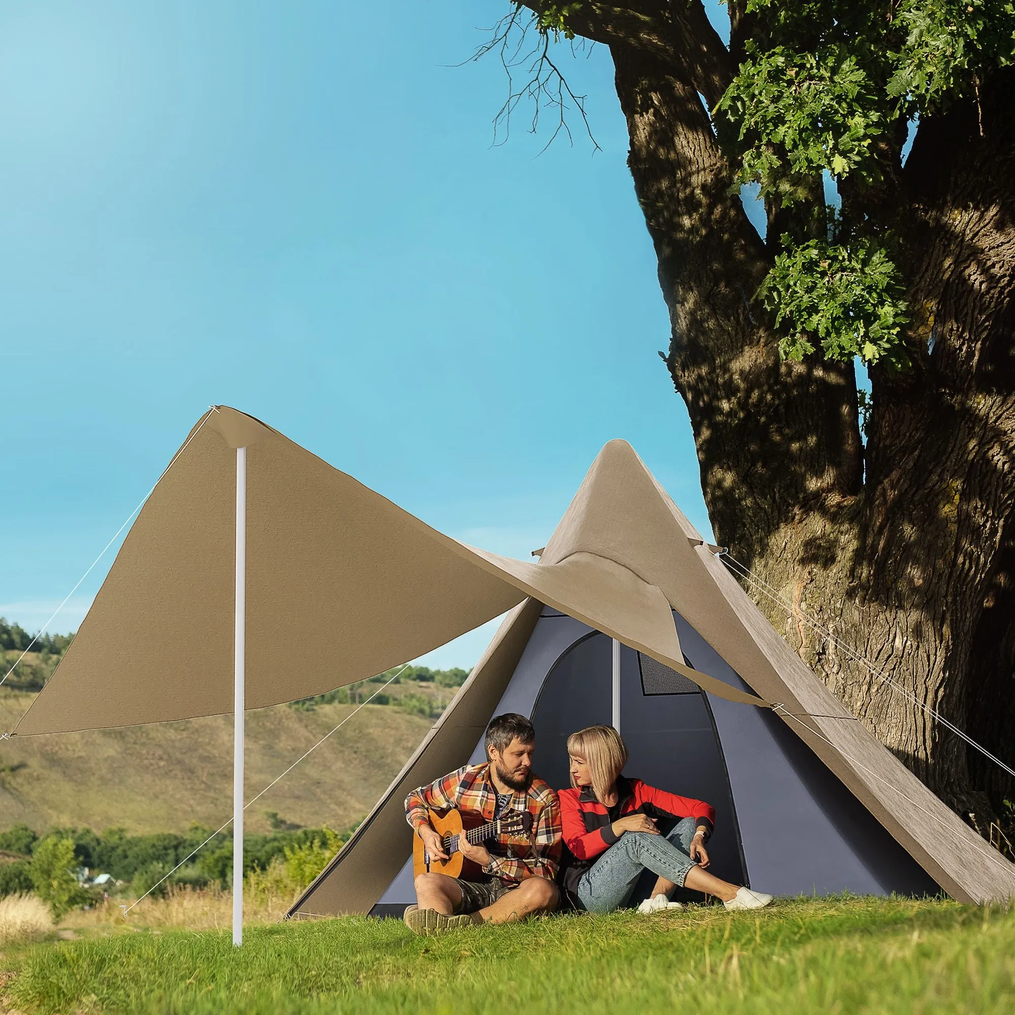 Timberline Tipi Tent – 2-3 Person Quick-Pitch Shelter with Extended Canopy