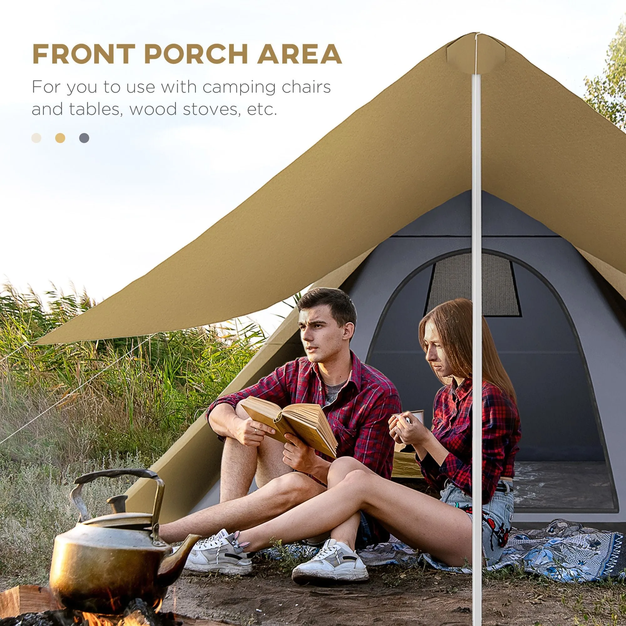 Timberline Tipi Tent – 2-3 Person Quick-Pitch Shelter with Extended Canopy