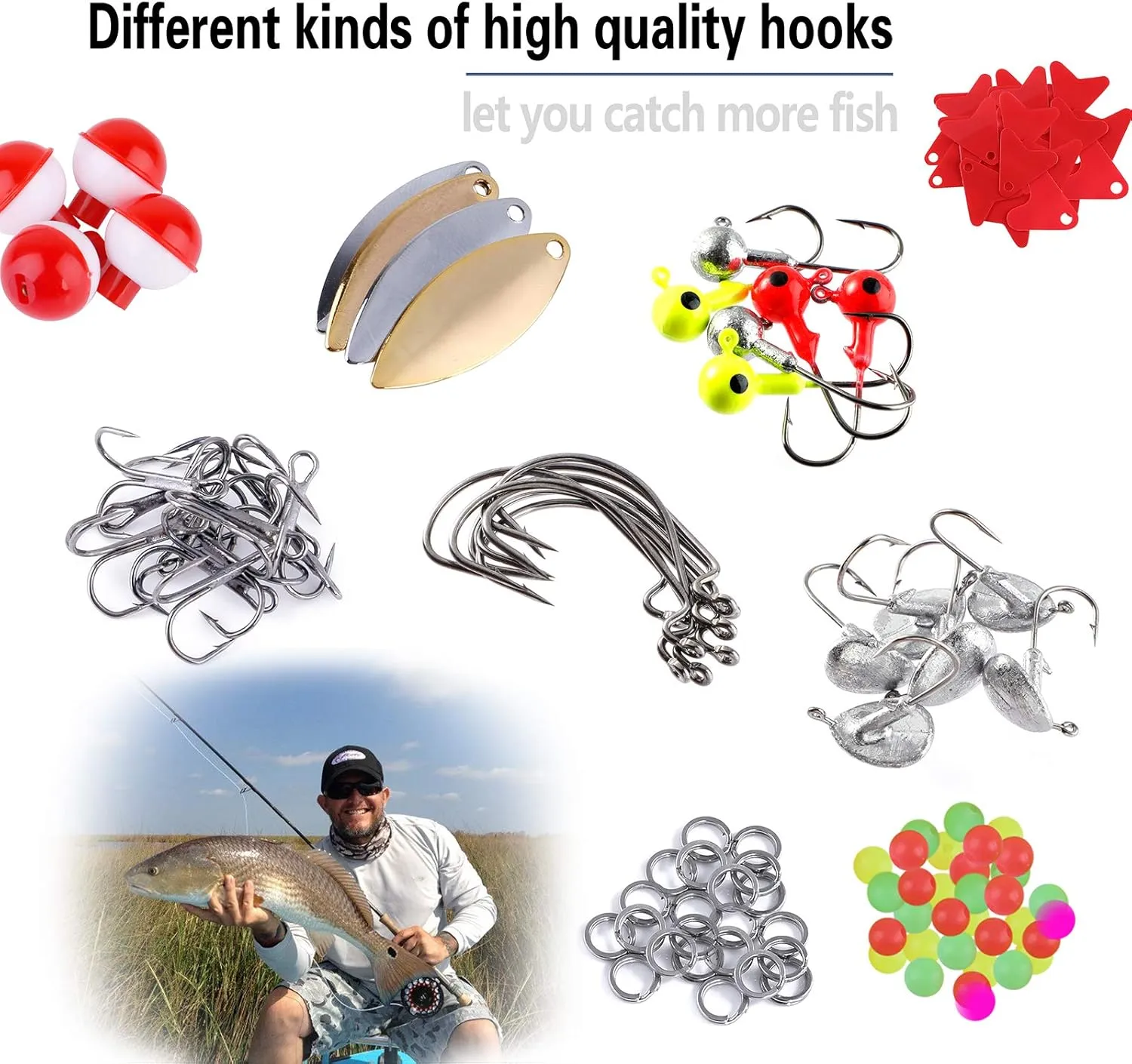 TOPFORT 187/343pcs Fishing Accessories Kit, Organized Fishing Tackle Box with Tackle Included, Fishing Hooks, Fishing Weights Sinkers, Fishing Gear and Equipment, Fishing Gift for Men